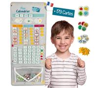 Liavely Tableau Routine Enfant Journée MagnéTique Éducatif Montessori 82x32cm 179 Vignettes D'Activités VariéES, Jour De La Semaine Enfant, Mois, MéTéo, Humeur, Pochette Rangement - Gris Clair