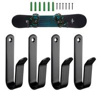 LIAVOP Lot de 4 supports muraux pour skateboard, support noir pour snowboard avec vis de fixation pour planche à roulettes, longboard, skis, support mural pour ranger et exposer Snowboard dans la
