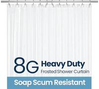 LiBa Rideau Douche, Rideaux de Douche PEVA 8G pour Baignoire et Salle de Bains Anti-moisissure avec 12 Crochets de Rideau de Douche Mat 183cm x 183cm