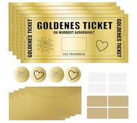 LIBAIDZ 4 Set Carte à gratter Golden Ticket avec Enveloppe,Carte a Gratter Personnalisé,Carte Cadeau Surprise,Carte à Gratter à Écrire,Cartes de Bons à Remplir Soi-Même,pour Noël,Bon de Repas,Théâtre