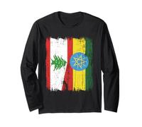 Liban Ethiopie Demi-drapeau Racines éthiopiennes libanaises Manche Longue