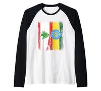 Liban Ethiopie Demi-drapeau Racines éthiopiennes libanaises Manche Raglan