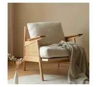 LIBANGRONG-888 Petit fauteuil moderne en bois massif pour balcon - Fauteuil simple en rotin - Blanc