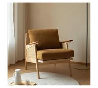 LIBANGRONG-888 Petit fauteuil moderne en bois massif pour balcon, fauteuil simple en rotin (jaune)