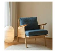 LIBANGRONG-888 Petit fauteuil moderne en bois massif pour balcon, fauteuil simple, fauteuil en rotin (bleu)
