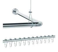 Libaro Barres de douche universelles pour baignoires en forme de L et douche en forme de U (barre + 1 support de plafond + 12 anneaux de douche)
