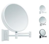 Libaro Imola - Miroir de Maquillage Grossissant x3 / x7 avec Fixation Murale, Miroir Mural Maquilleur Rond pour Salle de Bain - Extensible, Pivotant - Diamètre Glace 19 cm - Blanc