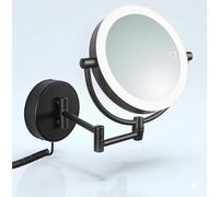 Libaro Miroir Cosmétique LED Modena - Miroir Mural à Maquillage Rotatif à 360° avec variateur, LED lumière du Jour et grossissement 3x/7x pour Un Maquillage Parfait