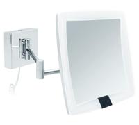 Libaro Miroir cosmétique LED Vérone - Miroir carré grossissant 5X avec capteur et Fixation Murale - Miroir de Maquillage avec éclairage LED Automatique, Bras articulé Extensible et câble Blanc