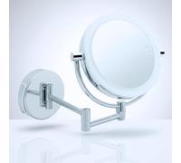 Libaro MODÈNE Miroir de Maquillage Noir - Grossissant Lumineux à LED avec Fixation Murale 360° et Variateur d'Intensité - Miroir Maquilleur Rond avec Lumière pour Salle de Bain (USB & Piles 5X / 10x)