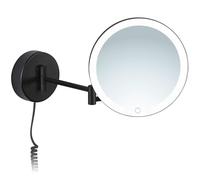 Libaro Ravenna Miroir de Maquillage Grossissant x7 Lumineux à LED avec Fixation Murale, Variateur d'Intensité Tactile - Miroir Maquilleur Rond avec Lumière pour Salle de Bain (Noir)