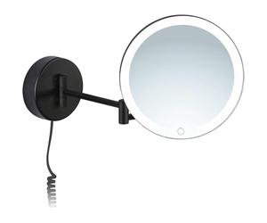 Libaro Ravenna Miroir de Maquillage Grossissant x7 Lumineux à LED avec Fixation Murale, Variateur d'Intensité Tactile - Miroir Maquilleur Rond avec Lumière pour Salle de Bain (Noir)