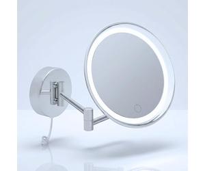 Libaro Sienne Miroir de Maquillage Grossissant x7 Lumineux à LED avec Fixation Murale et Variateur d'Intensité Tactile - Miroir Maquilleur Rond avec Lumière pour Salle de Bain - Extensible, Pivotant