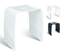 Libaro Tabouret de Douche Merano en Acrylique Blanc - Siège de Bain antidérapant au Design Moderne - Capacité maximale 180 kg - Chaise de Douche, Banc de Salle de Bain, siège de Bain