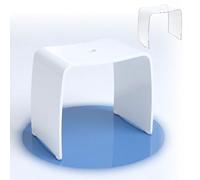 Libaro Tabouret de Salle de Bain Meran XL - Tabouret en Acrylique Blanc avec Assise Extra-Large - Tabouret de Douche Moderne avec poignée et Pieds en Caoutchouc antidérapants
