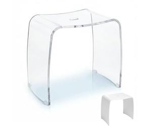 Libaro Tabouret de Salle de Bain Meran XL - Tabouret en Acrylique Transparent avec Assise Extra-Large - Tabouret de Douche Moderne avec poignée et Pieds en Caoutchouc antidérapants