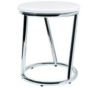 Libaro Tabouret de salle de bain Salina - Design exceptionnel - Métal chromé brillant - Assise blanche ronde - Pour salle de bain et chambre à coucher