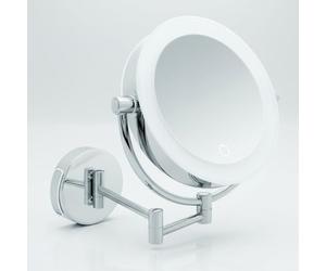Libaro Tokyo XL Miroir de Maquillage Grand à Piles et avec Câble USB Grossissant x5 x10 Lumineux à LED avec Fixation Murale et Variateur d'Intensité Tactile, Miroir Maquilleur Rond pour Salle de Bain