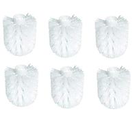 Libaro TRIEST Brosse WC blanche avec brosse WC en bois et porte-papier et récipient avec insert en plastique (6 têtes de brosse de rechange)