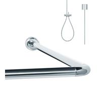 Libaro Tringle à rideau de douche universelle - Convient pour la forme en L et en U - Avec Supports de plafond - Pour baignoires - En matériaux inoxydables