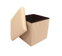 Libbi Lou Repose-pieds pliable en tissu boucle/coffre de rangement pour la maison, le bureau ou la chambre à coucher Crème 38 x 38 x 38 cm