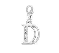 Libby's Market Place Breloque en forme de lettre D avec strass et pochette cadeau en organza