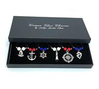 Libby's Market Place Breloques en verre motif marin nautique avec boîte cadeau, Small, Zinc, Pas de gemme