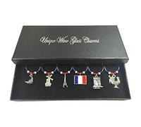 Libby's Market Place Lot de 6 Breloques Verre à Vin France Coffret Cadeau, Zinc, Attribut non applicable au produit