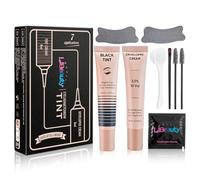 Libeauty Teinture Cils Noir - Kit 2-en-1 Teinture Sourcils avec Crème Colorante 8 ml et Patchs Réutilisables pour Coloration Cils et Sourcils à Domicile