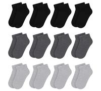 Libella 12 paires de Chaussettes Baskets Chaussettes Courtes garçon/fille Noir et Gris 80% coton 2864 27-30