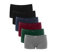 Libella® Boxer Femme Taille Basse - Culottes Shorty Coton Stretch, Slip Classique (Lot de 6), Multicolore8 S