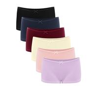 Libella® Boxer Femme Taille Basse - Culottes Shorty Coton Stretch, Slip (Lot de 6) Multicolore9 S