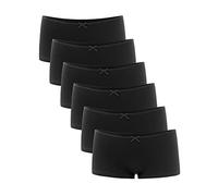 Libella® Boxer Femme Taille Basse - Culottes Shorty Coton Stretch, Slip (Lot de 6), Noir S