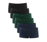 Libella® Boxer Femme Taille Basse - Culottes Shorty Stretch Slip Coton (Lot de 6) 3901 Noir/Marine/Vert M
