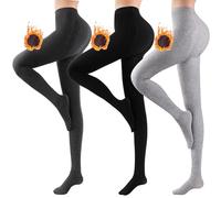 Libella Collants thermiques pour femme doublés en polaire hiver Collants câlins sans couture opaques collants d'hiver chauds tights multicolores 4174 Noir+Gris foncé+Gris clair M/L