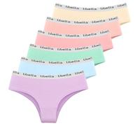 Libella Culotte Femme Lot de 6 Coton Taille Basse Slip Confort Respirant Sport sous-vêtements Élasticité Hipster Multipack,Macaron M