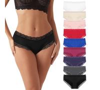 Libella Culottes sans Couture Femme Culotte Dentelle Invisible Sexy Culottes Satin Confort Slips en sous-vêtement et Microfibre Taille Basse Lot de 6 - Couleur aléatoire S