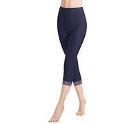 Libella Femme Leggings Pantalon 3/4 avec Dentelle en Coton Pantalon Capri avec Taille Haute Slim Pantalon Fitness Bleu foncé S 4166
