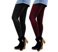 Libella GoVIA Legging Pantalon Collant Thermique Femme avec intérieur en Polaire en 7 Couleurs Extra Chaud Taille Unique 4146 Noir+Rouge