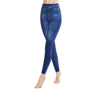 Libella Leggings Femme Aspect Jeans Leggings Taille Haute avec Ceinture Mode Shaping Leggins Extensible Treggings Gainant Pantalon Streetwear 4162J S/M