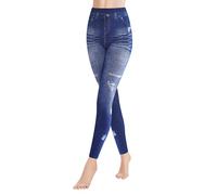 Libella Leggings Femme Aspect Jeans Leggings Taille Haute avec Ceinture Mode Shaping Leggins Extensible Treggings Gainant Pantalon Streetwear 4162I S/M