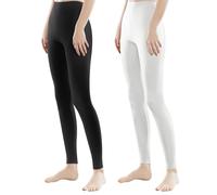 Libella Leggings Long Femme Coloré avec Taille Haute Slim Fit Pantalon de Fitness Sport en Coton 4108-Lot de 2 Noir Blanc XL