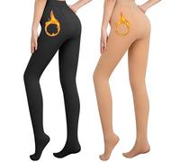 Libella Lot de 2 Collants thermiques pour femmes avec doublure intérieure opaques chauds d'hiver treggings de sport sans coutures câlins taille haute Noir Beige 4152 XL