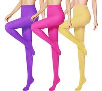 Libella lot de 3 collants femme 50 DEN semi-opaques indéchirables ceinture confort sans pression collants fins matière douce 27227 rose+jaune+violet L