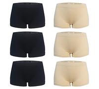 Libella - Lot de 6 - Femme Boxer - Basics Shorties Uni - Sport Seamless Culottes - 3908 Noir Beige S/M
