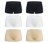 Libella - Lot de 6 - Femme Boxer - Basics Shorties Uni - Sport Seamless Culottes - 3908 Noir Blanc Beige S/M