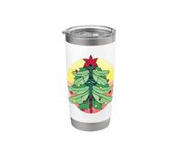 Libellule Arbre de Noël Insecte Amant Noël Joyeux Noël Gobelet isotherme en acier inoxydable double paroi