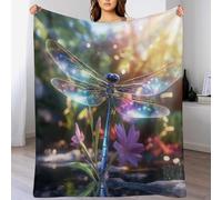 Libellule Couverture Polaire en Flanelle Flannel, Couvertures Lit en Peut Être Utilisée comme Draps De Lit, Housse De Canapé 100×130cm