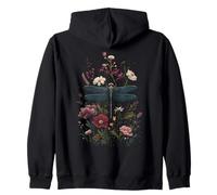 Libellule Fleurs Sauvages foncées Insectes Fleur Floral Vintage Sweat à Capuche