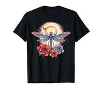 Libellule Lune Art avec Harmonie Florale T-Shirt